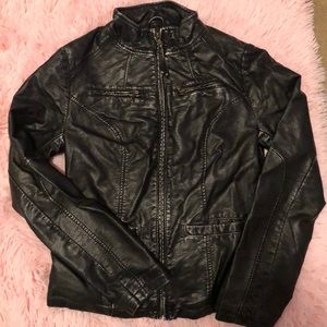 Black pleather vintage riding jacket
